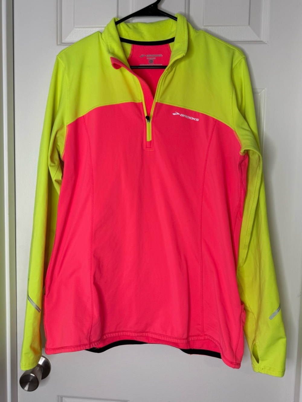Brooks Hot Pink and Neon Yellow Women's Running Half-Zip